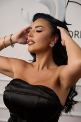 Cercei Elisa asimetrici cu cristale argintii Sia House pentru femei elegante